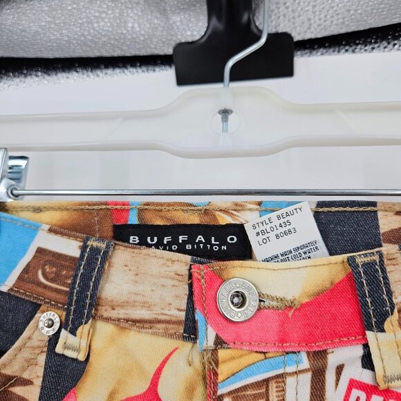 Buffalo Jeans y2k 2000s Pin-up Girl Magazine Printed Retro Cropped Denim Size 24 - Picture 3 of 6